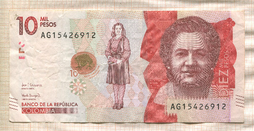 10000 песо. Колумбия 2018г