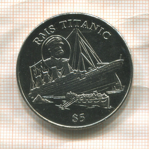 5 долларов. Либерия 1998г