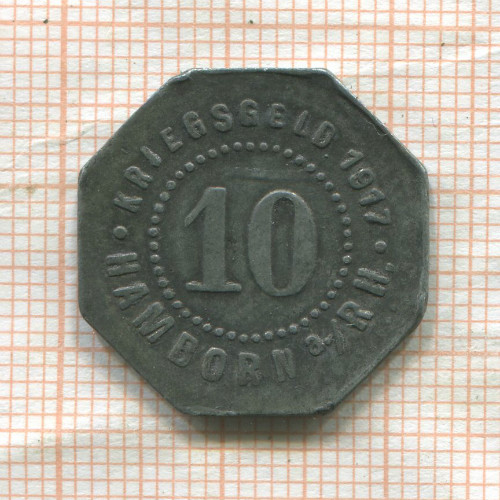Нотгельд 10 пфеннигов. Германия. Хамборн