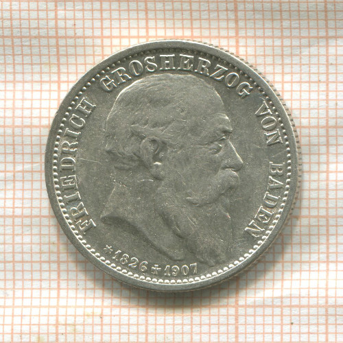 2 марки. Баден 1907г