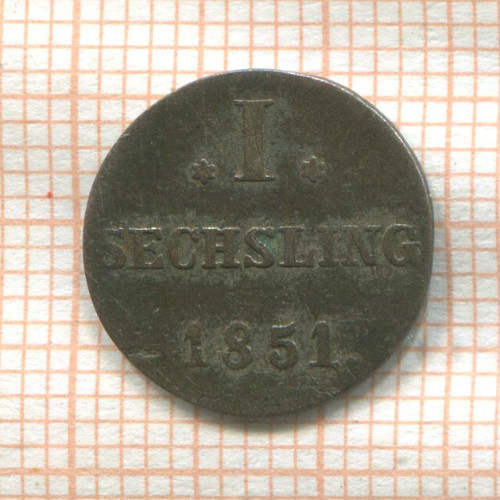 1 сешлинг. Гамбург 1851г