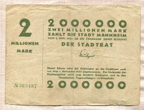 2000000 марок. Германия 1923г