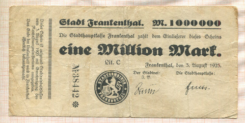 1000000000 марок. Германия 1923г