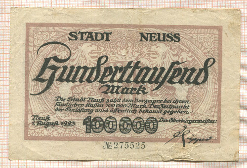 100000 марок. Германия 1923г