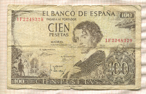 100 песет. Испания 1965г