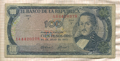 100 песо. Колумбия 1973г