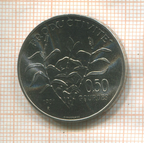 0,50 гурда. Гаити. F.A.O. 1981г