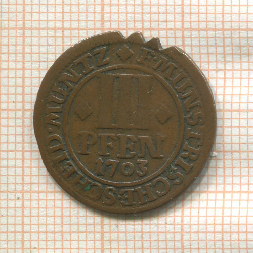 3 пфеннига. Мюнстер 1703г