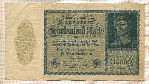 10000 марок. Германия 1922г