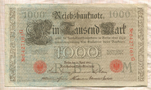 1000 марок. Германия 1910г
