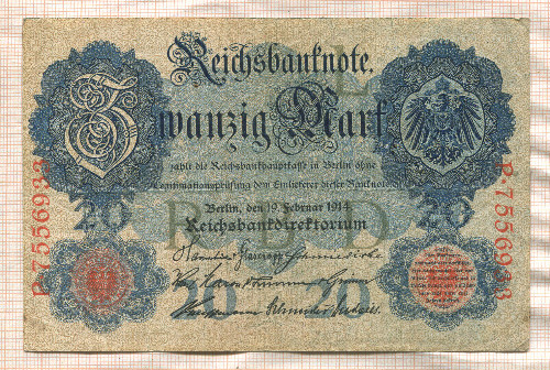 20 марок. Германия 1914г