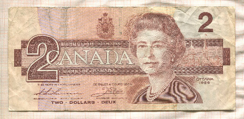 2 доллара. Канада 1986г