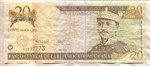 20 песо. Доминикана 2000г
