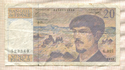 20 франков. Франция 1992г