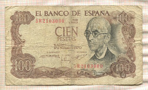 100 песет. Испания 1970г