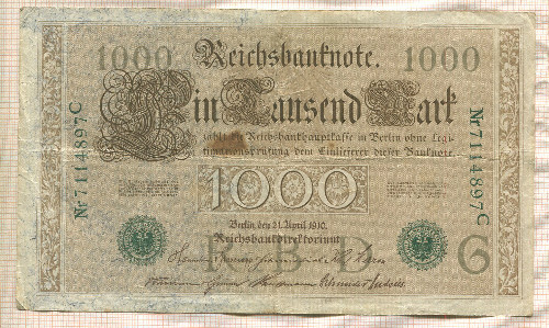 1000 марок. Германия 1910г