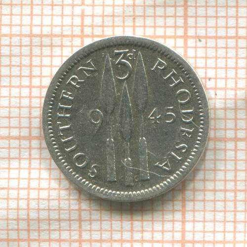 3 пенса. Южная Родезия 1945г