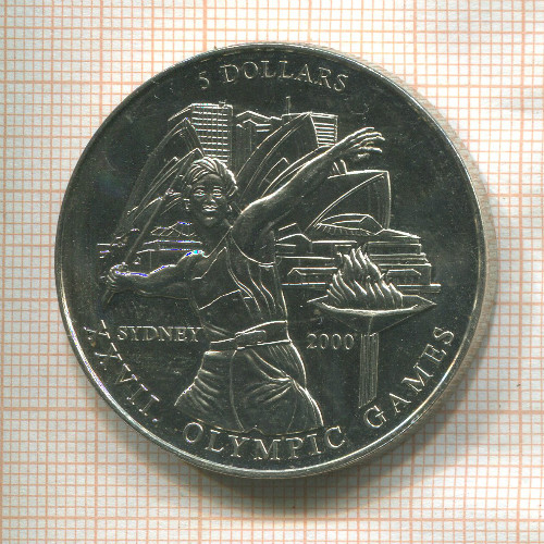 5 долларов. Либерия 2000г