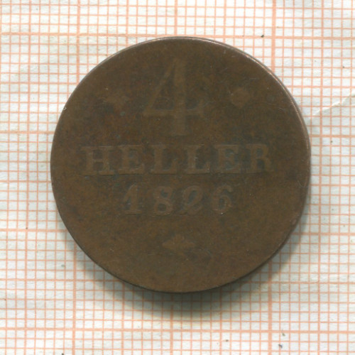 4 геллера. Гессен-Кассель 1826г