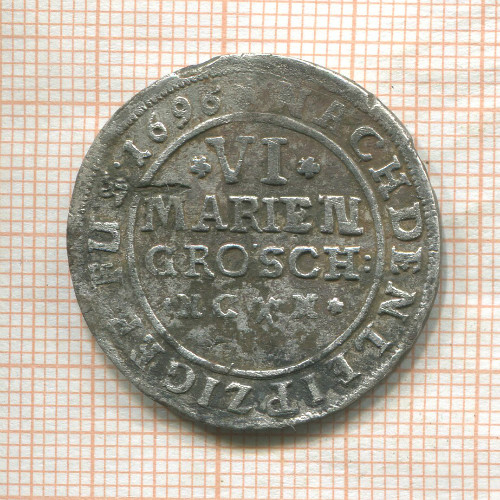 1/6 талера (6 мариенгрошей). Брауншвейг-Вольфенбюттель 1696г