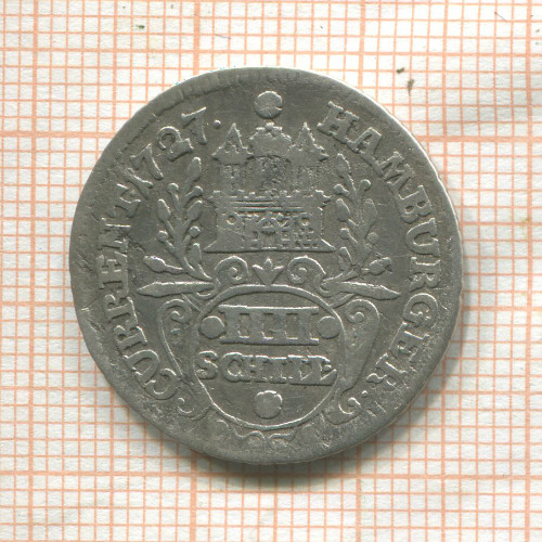 4 шиллинга. Гамбург 1727г