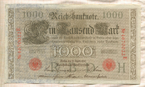 1000 марок. Германия 1910г