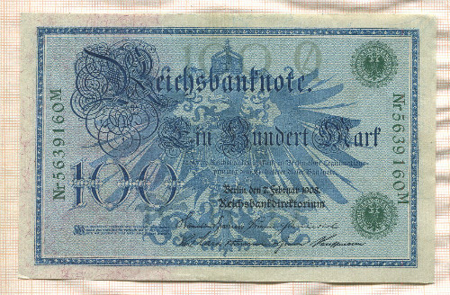 100 марок. Германия 1908г