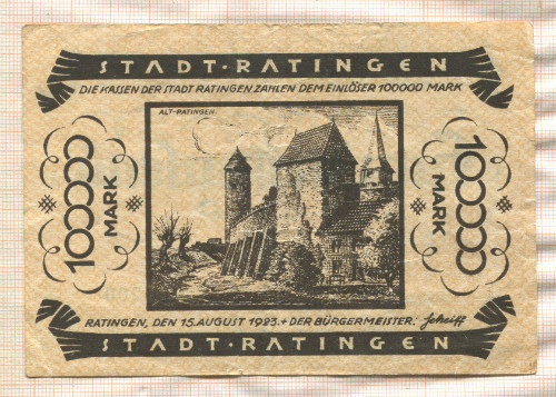 100000 марок. Германия 1923г