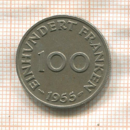 100 франков. Саарланд 1955г