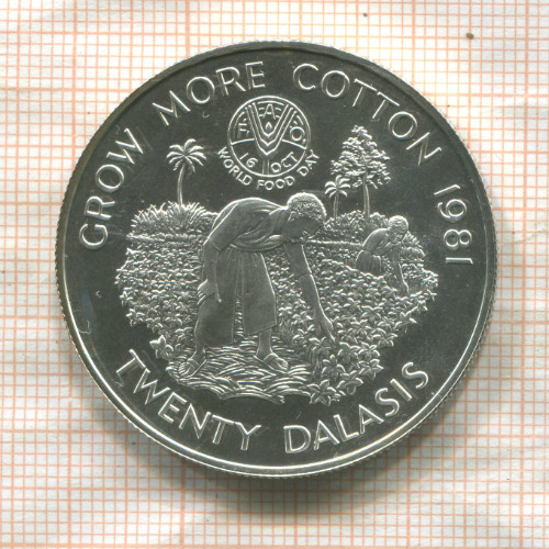 20 даласи. Гамбия. F.A.O. 1981г