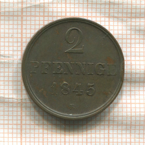 2 пфеннига. Ганновер 1845г