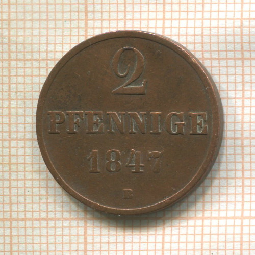 2 пфеннига. Ганновер 1847г