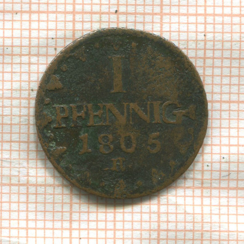 1 пфенниг. Саксония 1805г