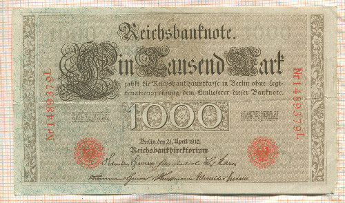 1000 марок. Германия 1910г