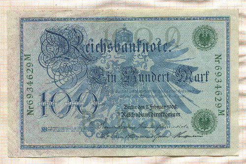100 марок. Германия 1908г