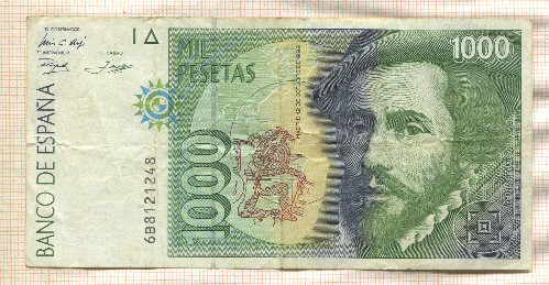 1000 песет. Испания 1992г