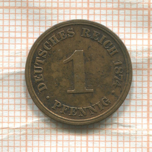 1 пфенниг. Германия 1874г