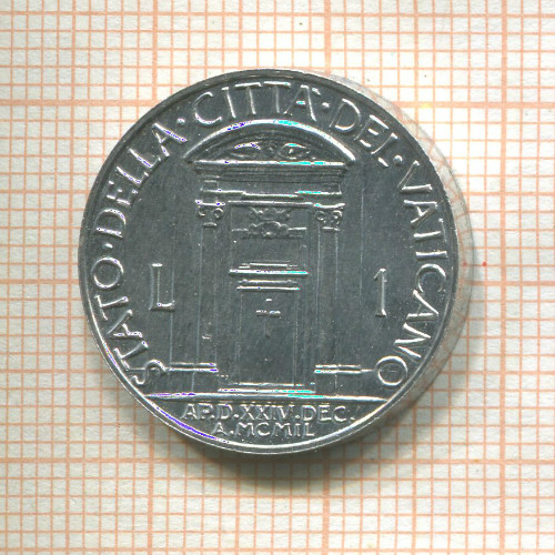 1 лира. Ватикан 1950г