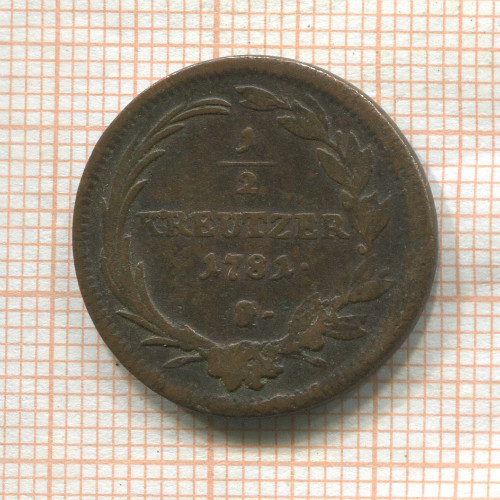 1/2 крейцера. Австрия 1781г