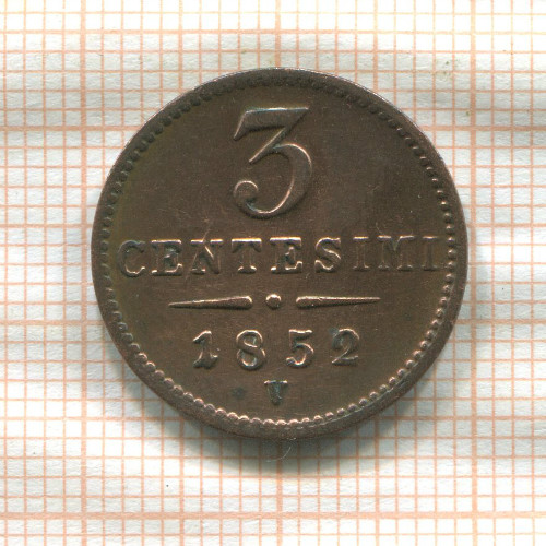 3 сентесимо. Ломбардия-Венеция 1852г