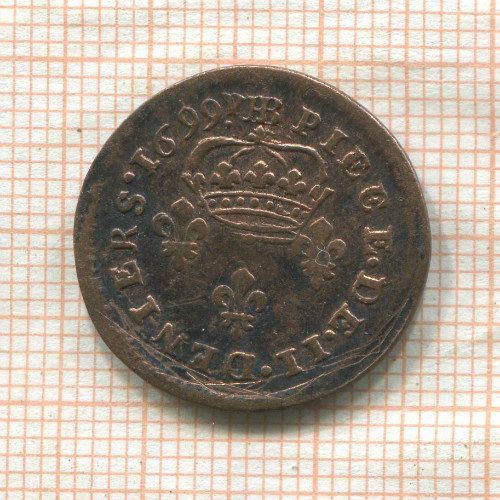 2 денье. Франция 1699г