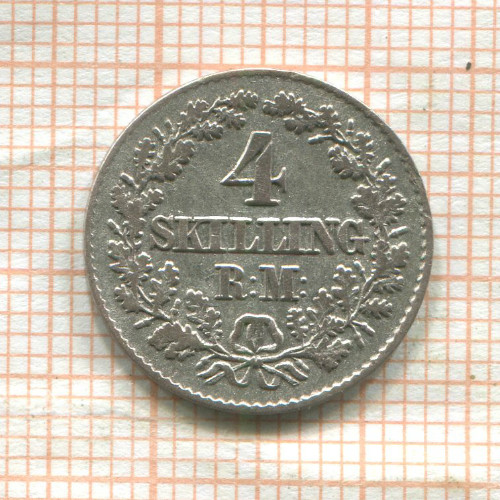 4 скиллинга. Дания 1856г