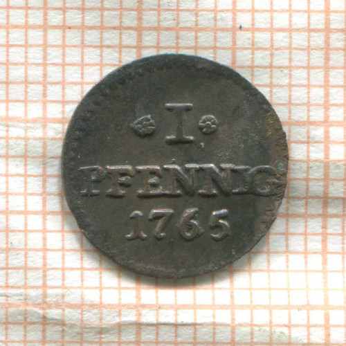 1 пфенниг. Саксония 1765г