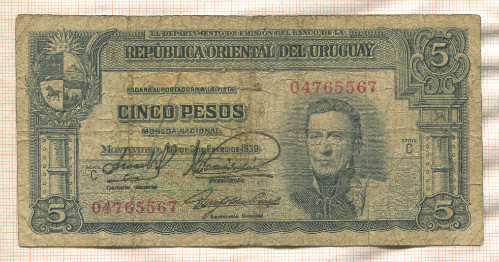 5 песо. Уругвай 1939г