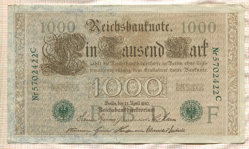 1000 марок. Германия 1910г