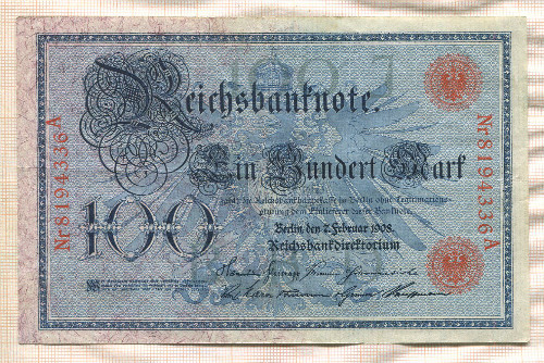 100 марок. Германия 1908г