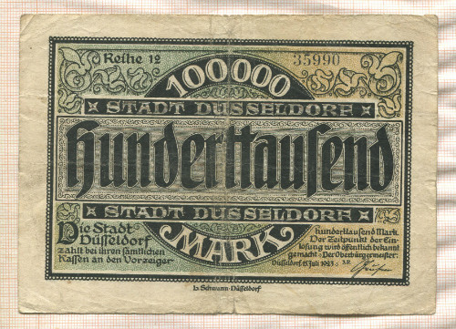 100000 марок. Германия 1923г