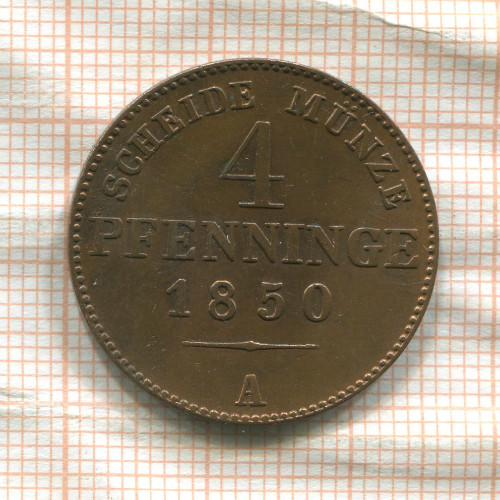4 пфеннинга. Пруссия 1850г
