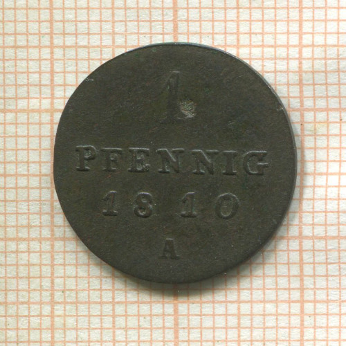 1 пфенниг. Бранденбург 1810г