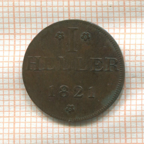 1 геллер. Франкфурт 1821г